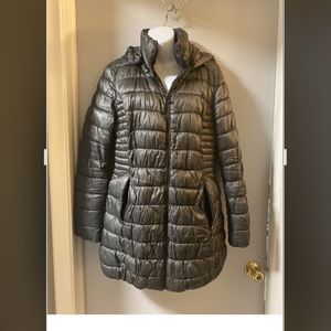Metallic Olive puffy coat Apt. 9 with detachable hood
